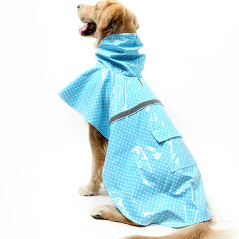 Pet Raincoat Large Dogs Weatherproof Dot Point Raincoat Golden