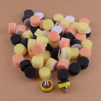 

beler 2pcs M6 1" 25mm Backer Plate & 60pcs Car Polisher Mixed Sponge Buffing Polishing Pads