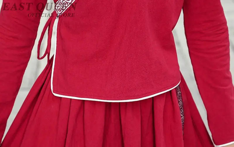 Традиционное китайское женское платье Восточное китайское льняное вышитое винтажное платье Женская туника пояса одежда DD427 F
