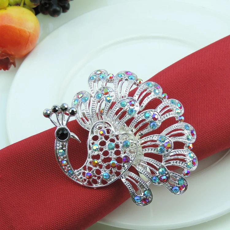 50pcs high quality peacock napkin ring diamond napkin holder home