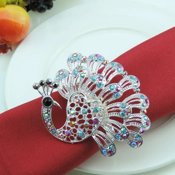 

50pcs high quality peacock napkin ring diamond napkin holder home restaurant model room decorations wedding decoration essential