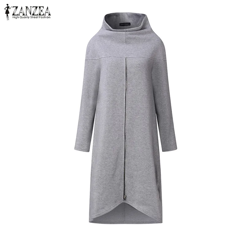 

ZANZEA 2019 Plus Size Sweatshirt Dress Autumn Vestido Women Hoodies Female Long Sleeves Top Winter Female Long Dresses Jumpers