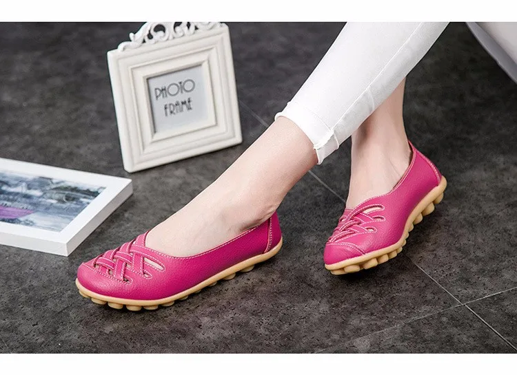 Hot Sale 2016 Spring New PU Leather Woman Flats Moccasins Comfortable Woman Shoes Cut-outs Leisure Flat Woman Casual Shoes ST181 (35)