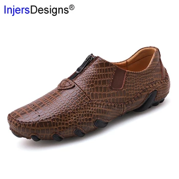 

Classic Comfortable Casual Shoes Men Loafers Breathable Man Flats British Fashion Crocodile Embossed Driving Shoes Plus Size 47