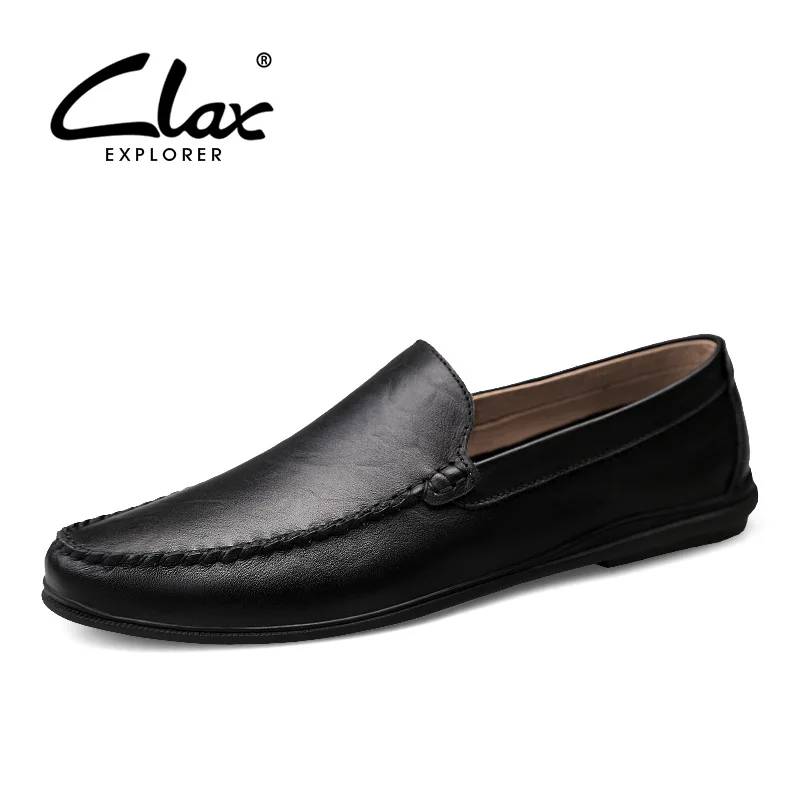 

CLAX Men's Moccasins 2019 Summer Man Leather Shoes Slipons Male Boat Shoe Flat Loafers Breathable