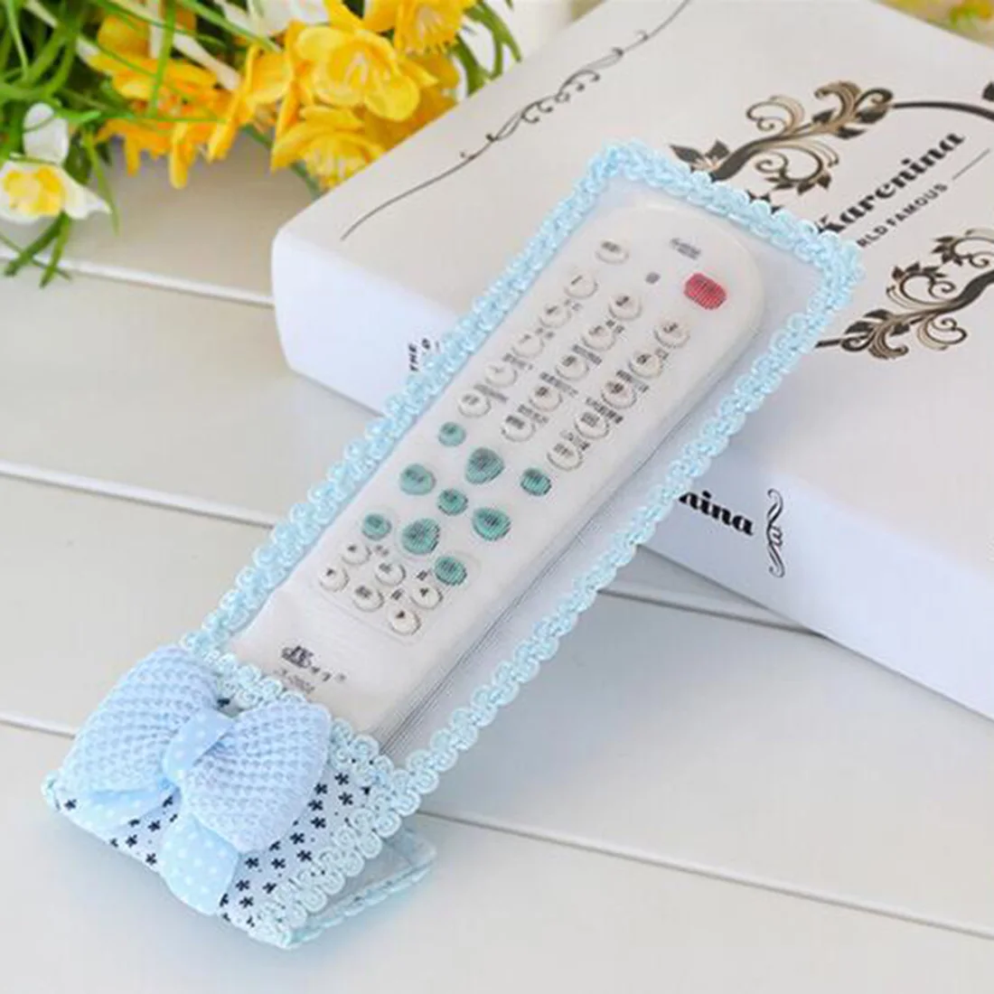 

Wholesale Bowknot Lace Remote Control Dust Proof organizer storage candy color bag TV Air Condition Protector