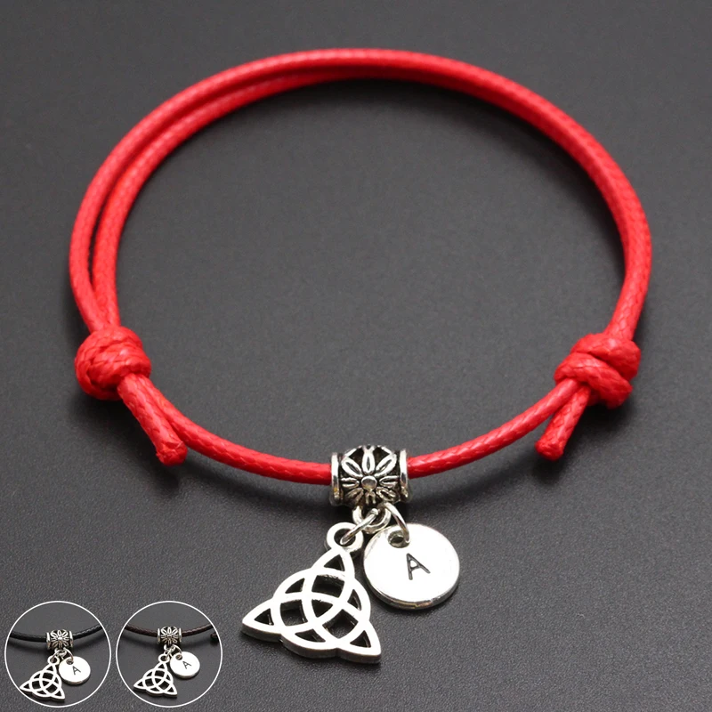 

A-Z English Alphabet Triangle Amulet Charm Red Thread String Bracelet Handmade DIY Lucky Rope Bracelet For Women Men Jewelry