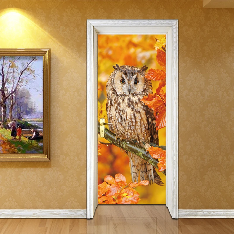 

Tree Owl Animal Wall Stickers Door Sticker Wallpaper Art Decals Kids Bedroom Kindergarten Nursery Decoration Stickers YMT048