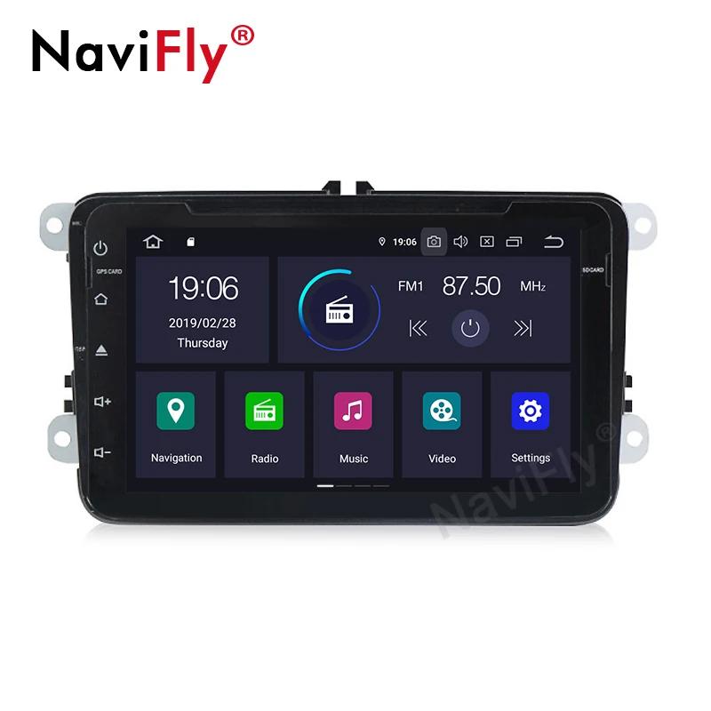 Top NaviFly Android 9.0 IPS DSP car multimedia GPS navigation player for VW golf 5 6 passat b6 Skoda Octavia/Fabia/Rapid/Yeti/Superb 2