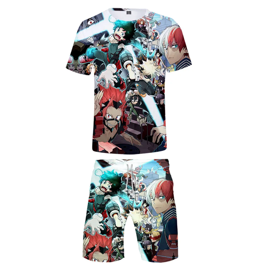 

My Hero Academia 3D Printed Two Piece Set Fashion Summer Short Sleeve T-shirts+Casual Shorts 2019 Hot Sale Streetwear Clothes