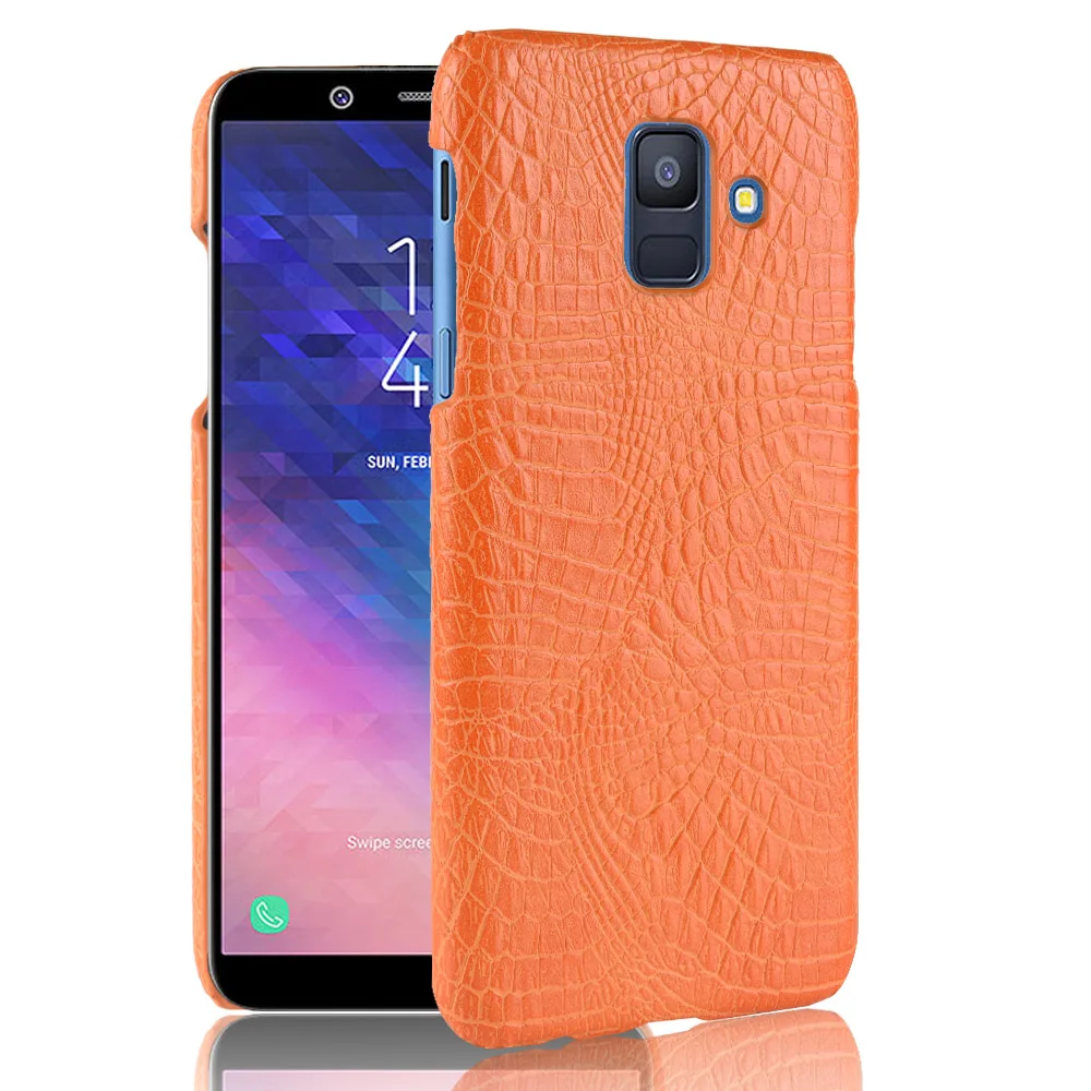 Крокодиловая кожа футляр для samsung Galaxy A6 крокодил Чехол Жесткий задней панели