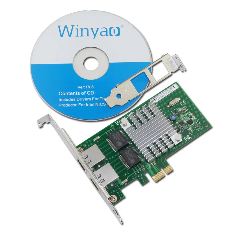 Winyao WY580T PCI-E X1 10/100/1000 Мбит/с двойной Порты и разъёмы Gigabit Ethernet сетевой Интерфейс карты 2* RJ45 Совместимость I340-T2 82580