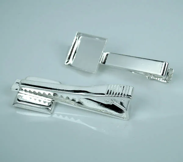 

Tie Clip Pin Clasps Tie Bar with Sqaure Deep Wall Bezel Cameo Bases Blanks Men's Metal Jewelry Findings DIY Clothes Accessories