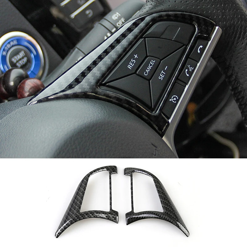 2-Pieces-Set-ABS-water-transfer-printing-style-Interior-Steering-Wheel-Adjustment-Button-Cover-Trim-For