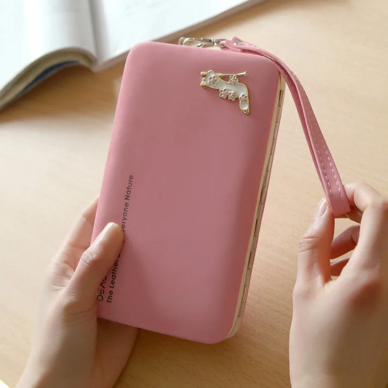 

New Japanese and Korean versions women's wallets large and lovely high-heeled lunch box bag students women's mobile phone bag