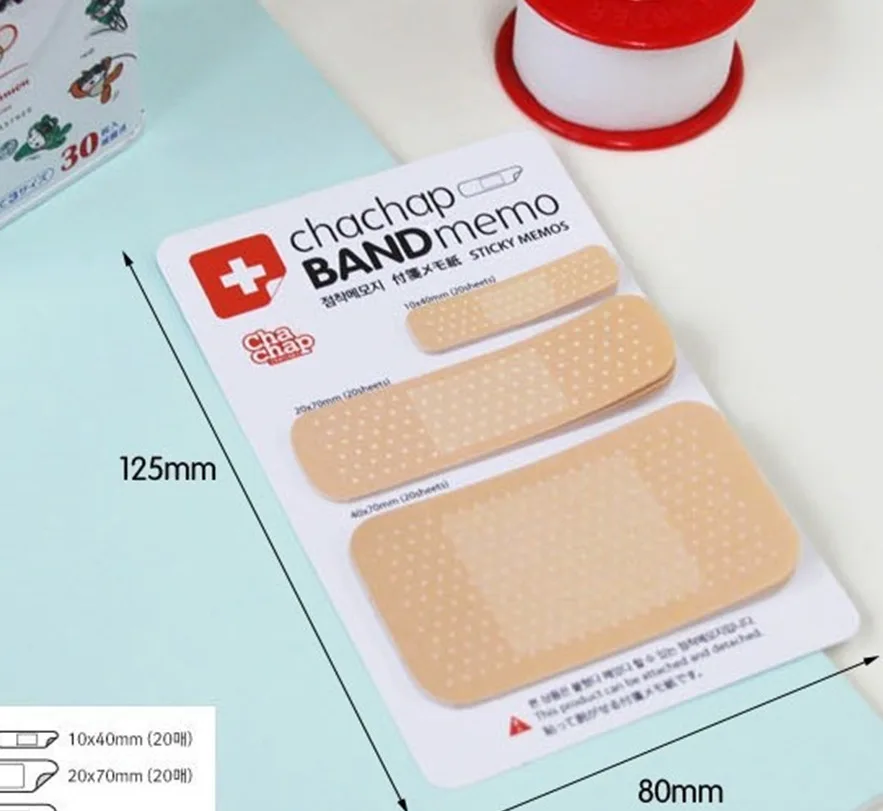 

20 Sheets 3 Size Band Series Memo Pad Korean Creative Cute Yellow Sticky Notes Office and School Supplies Decoration Stationery