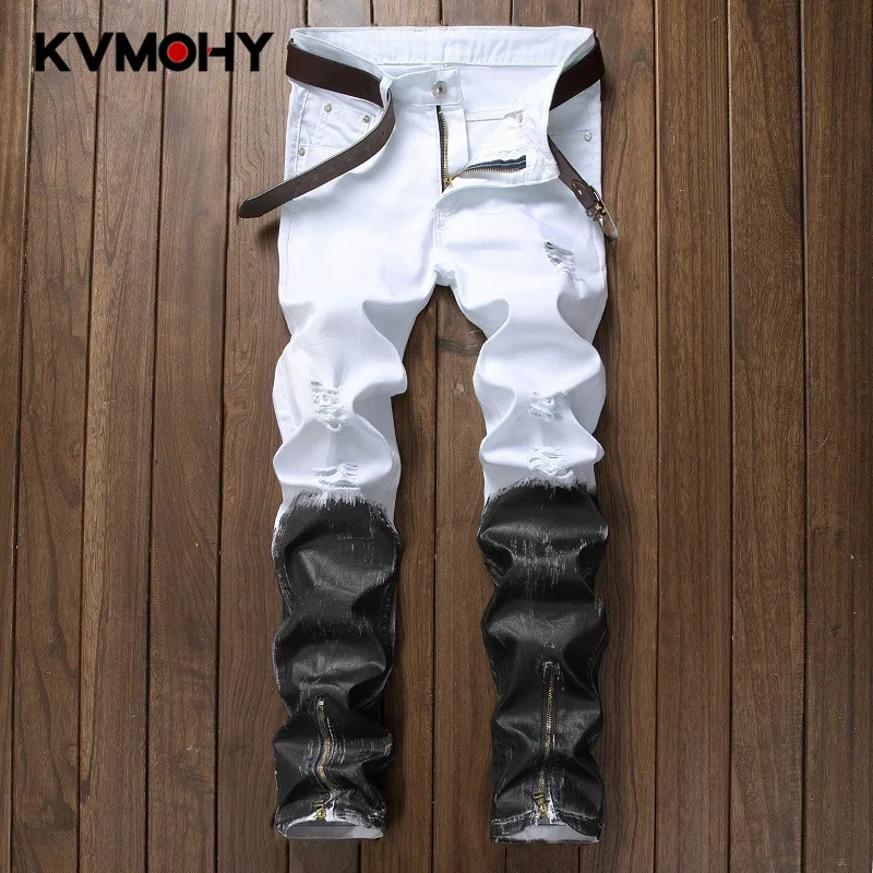 Jeans Men High Quality Fashion Denim Jean New Hip Hop Design White Skinny Biker Retro Jeans For Male Ripped Streetwear Plus Size Jeans Men High Quality Fashion Denim Jean New Hip Hop Design White Skinny Biker Retro Jeans For Male Ripped Streetwear Plus Size