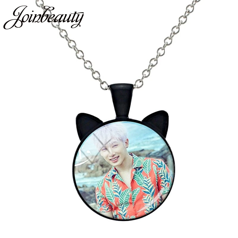 JOINBEAUTY, модное винтажное ожерелье Kpop Monsta X с кошачьими ушками, кулоны из стекла, ожерелье для мужчин и женщин, аксессуары MN07 - Окраска металла: MN15