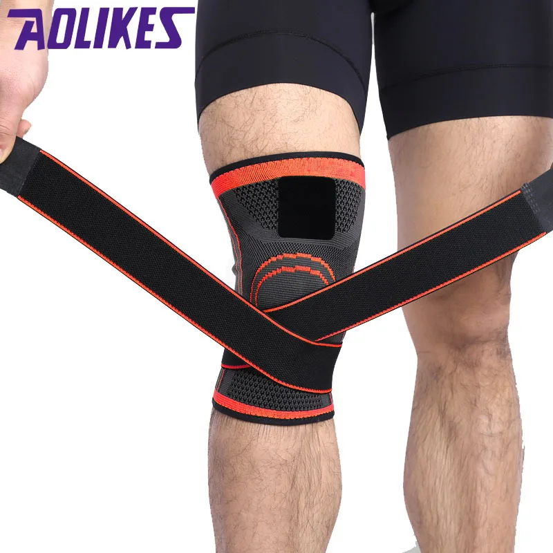 AOLIKES 1 шт. Спортивный 3D Плетеный протектор колена дышащий рукав эластичный бандаж
