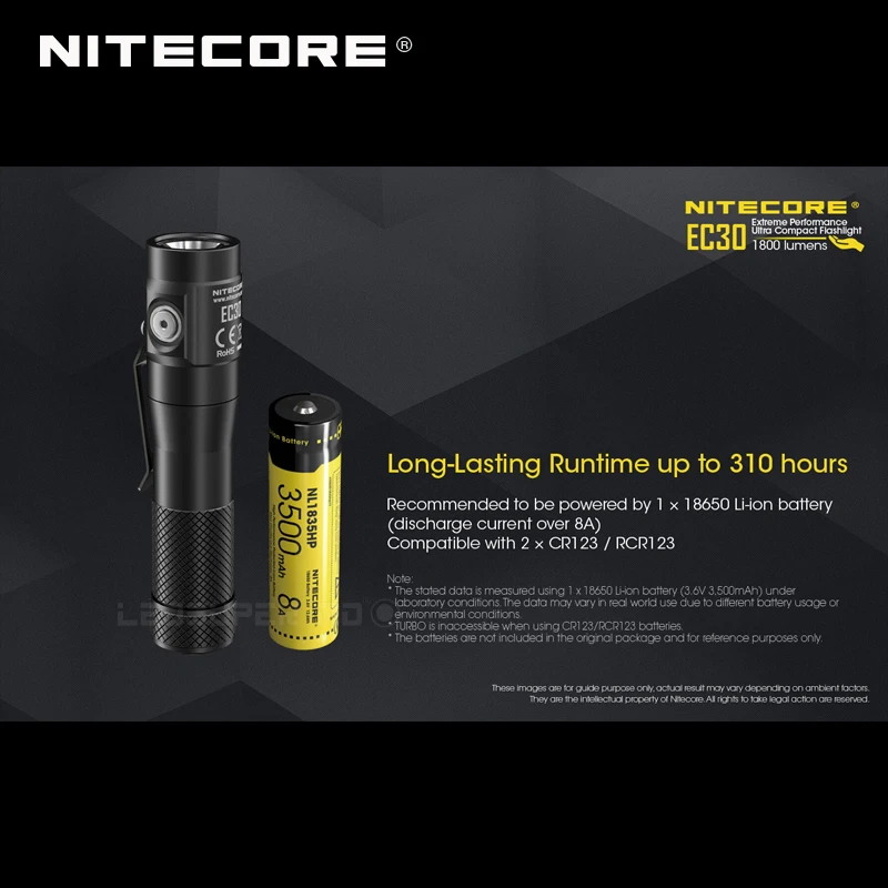 1800 люмен Nitecore EC30 CREE XHP35 HD светодиодный ультракомпактный фонарик с экстремальной