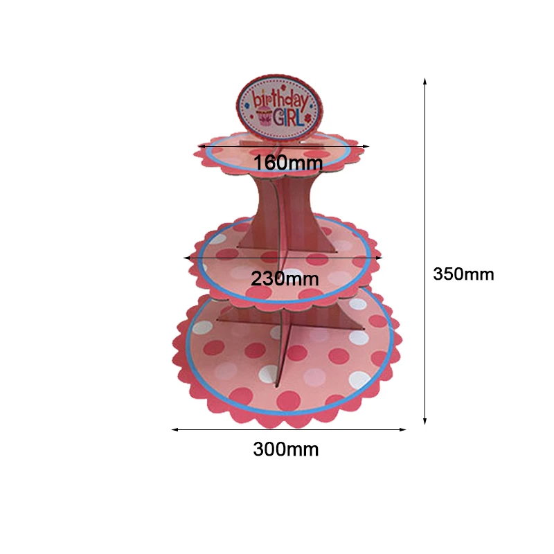 Hoomall 3-ярусный торт стенд и Фруктовая тарелка круглое пирожное-Корзиночка картонная Подставка для свадьбы для домашней вечеринки на день рождения инструменты для украшения торта - Цвет: Pink