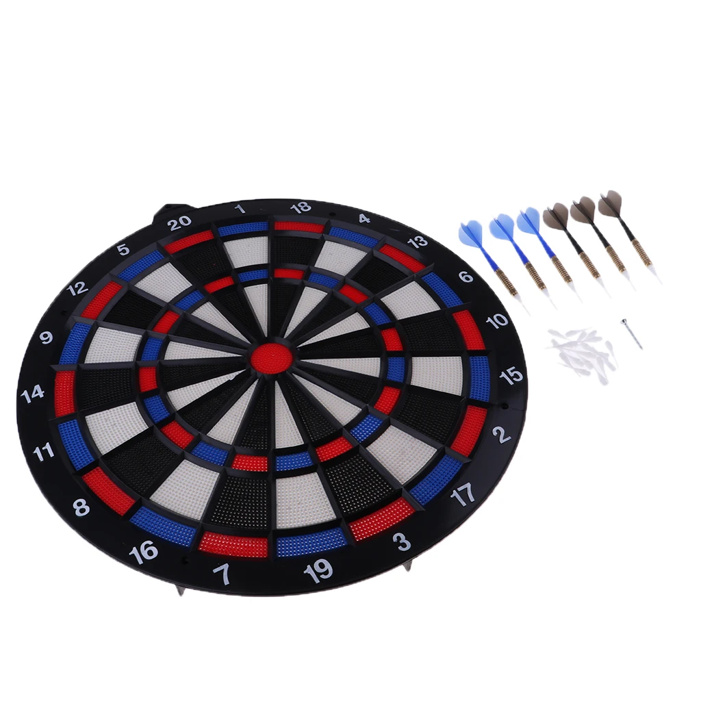 MagiDeal 45.5cm Dart Board with Darts Dart Board Sets for Adults Teenagers Plastic Darts Accessories