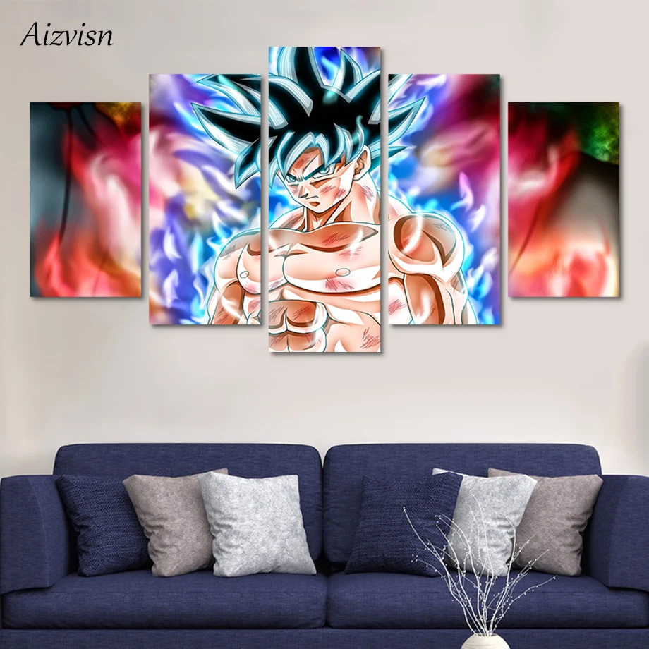 

Aizvisn 5 Pieces Modular Wall Paintings Dragon Ball Super Goku Picture Canvas Painting Print Poster Room Decor Wall Art Modern