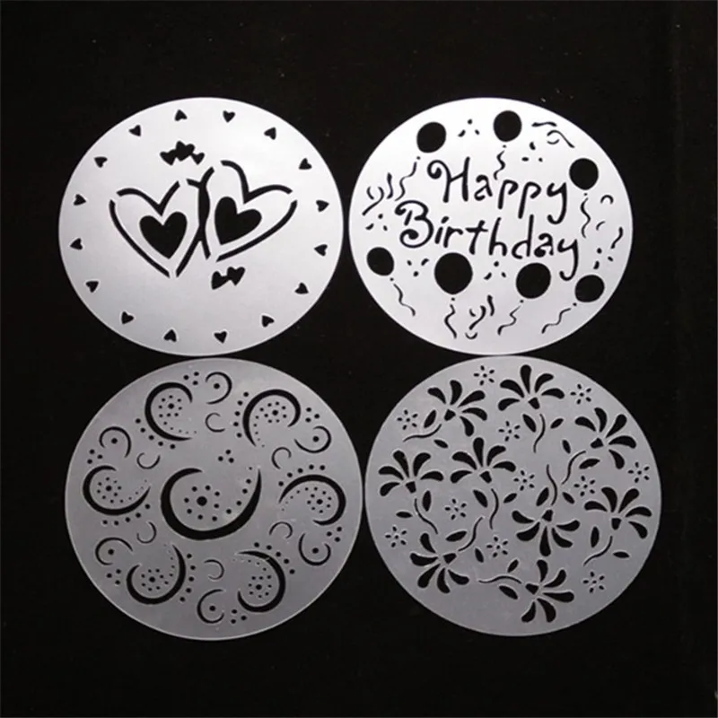 

4Pc/lot Plastic Cake Stencils Flower Spray Stencils Birthday Cake Mold Decorating Bakery Tools DIY Mould Fondant Template