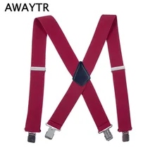 AWAYTR мужские широкие 5 см Эластичные подтяжки Европейский Стиль Удлиненные регулируемые однотонные повседневные подтяжки для мужчин Новые Большие размеры Tirantes