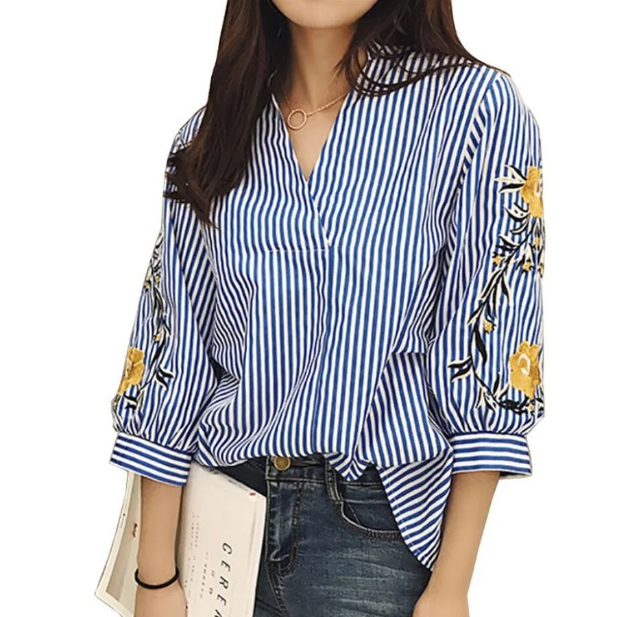 Women Blouses Ladies Floral Embroidery Office Blouse Summer Casual Female Blouse Shirt Women Camisas Femininas Womens Top Blusas