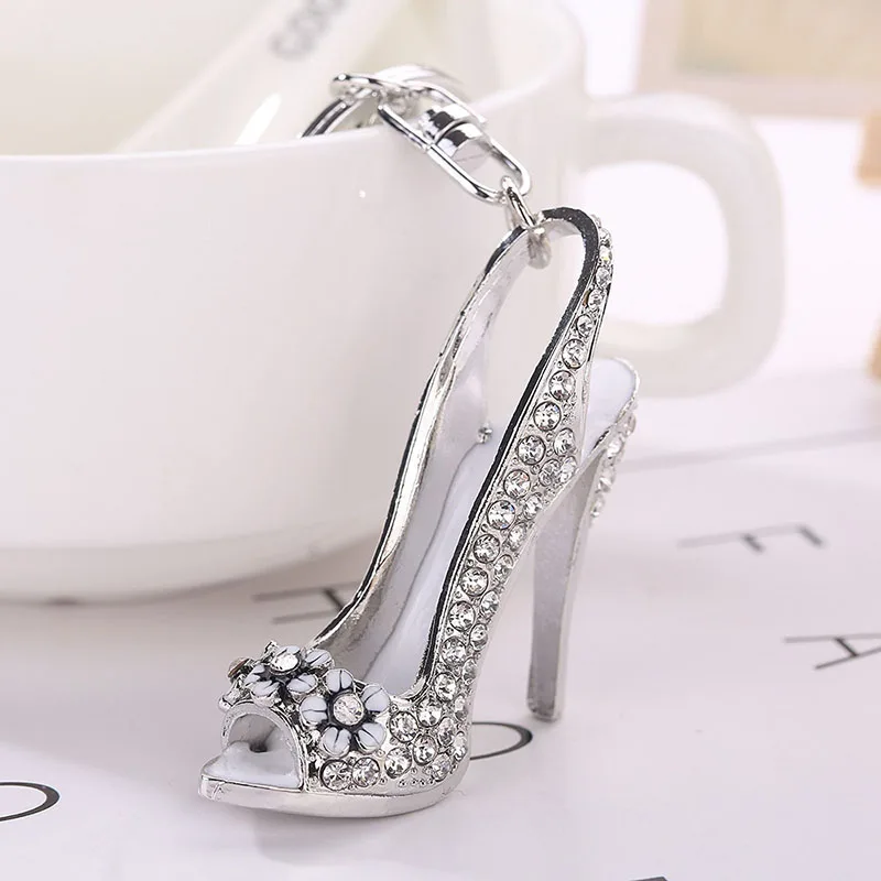 

Women Bag Charms Keychain Crystal High Heel Shoes Key Rings Crystal Car Key Chain Woman Trinket Keys Accessories
