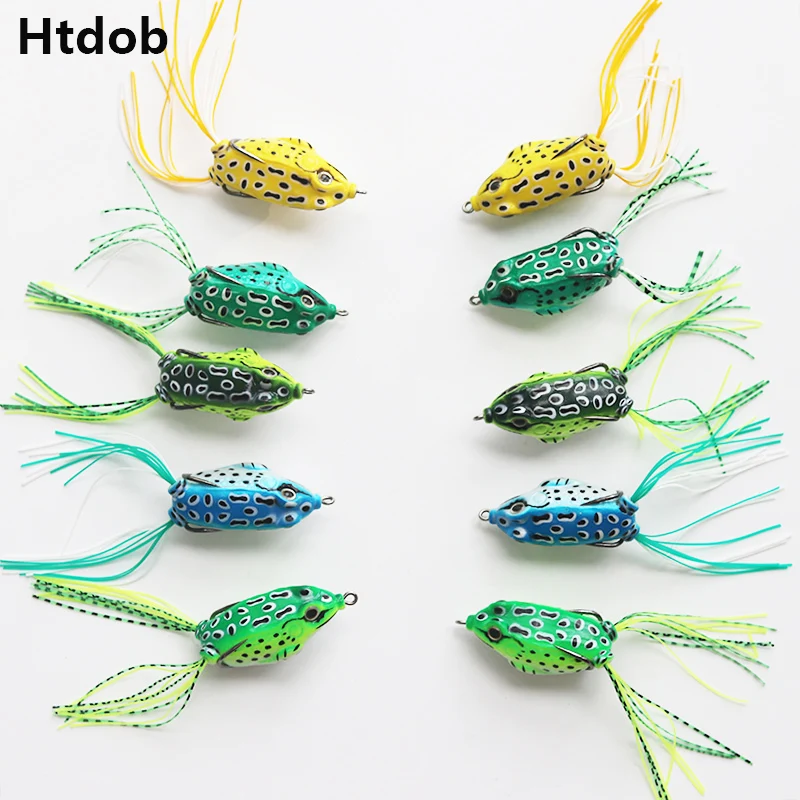 

Htdob 5/10Pcs Soft frog Plastic Fishing lures Frog lure 8G With Hook Top Water isca Artificial floating Fishing Tackle
