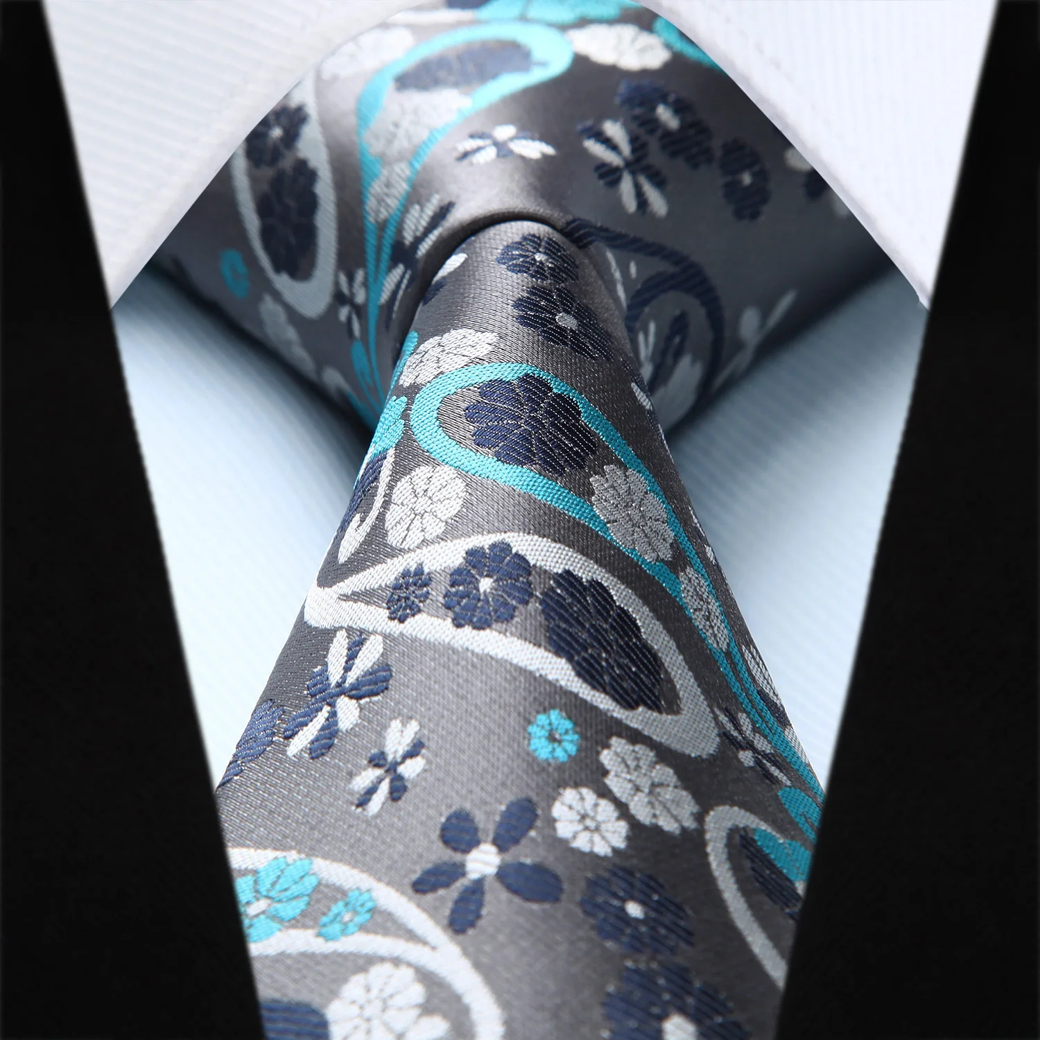  Men Tie New Paisley Silver Green Classic Woven Silk Party Wedding Necktie Handkerchief Set TP827A8S