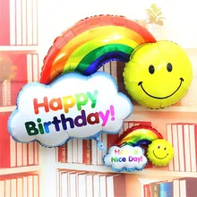 1 pcs tamanho grande Rainbow sorriso foil balão dos desenhos animados de aniversário festa de casamento decoração de balões de ar infláveis brinquedos Clássicos