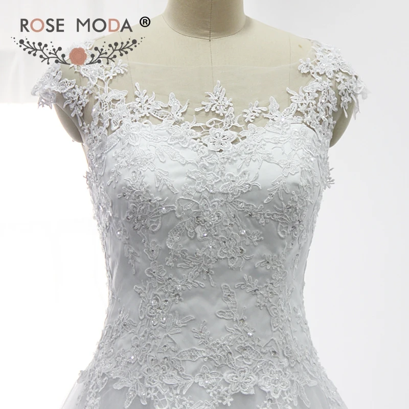 Женское свадебное платье с открытой спиной Rose Moda белое кружевное короткими