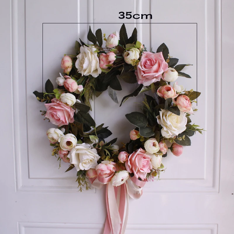 32 см искусственная Роза искуственная гирлянда цветок дверь настенный подвесной, настенный для свадьбы дома гостиной День рождения украшения