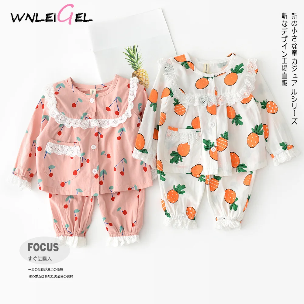2 шт. WLG 2019 Весенняя Пижама для маленьких девочек одежда для маленьких девочек Футболка с принтом и штаны комплект детская одежда