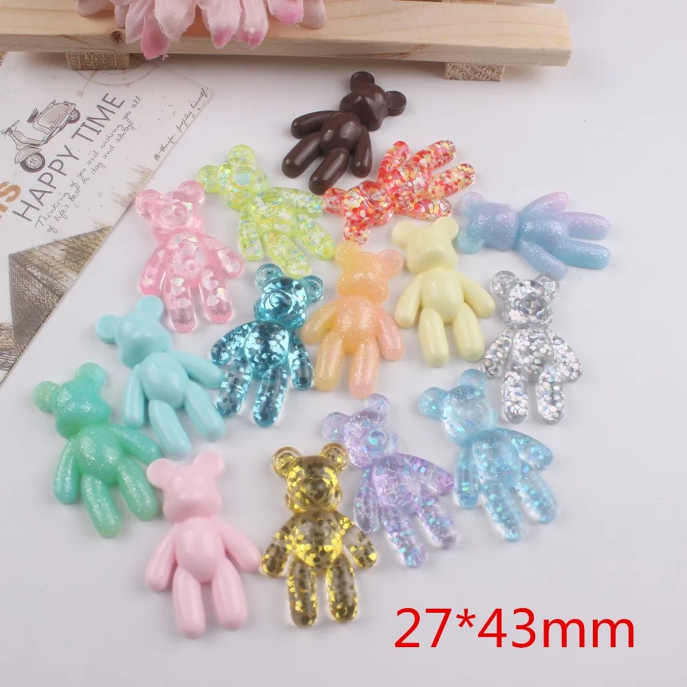 

10pcs/lot flat back resin cabochons accessories kawaii resin bears mix colors
