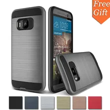 Para htc m9 caso slim armor silicone tpu + pc escovado hard case 2 em 1 à prova de choque suave back cover caixa do telefone para htc one m9