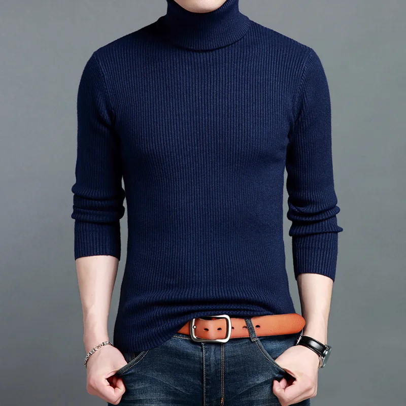 2017 Autumn Winter Men Sweaters and Pullovers Long Sleeve Cashmere Sweater Turtleneck Knitwear Double collar Male
