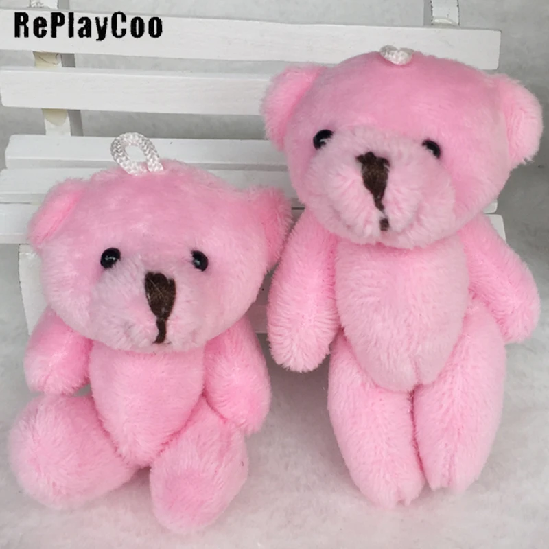 

50PCS/LOT Joint Ted Bear Plush Toy Cute Animal Stuffed Pink 8cm Doll Teddy Bears Plush Pendant Kids Toys Wedding Gifts GMR072
