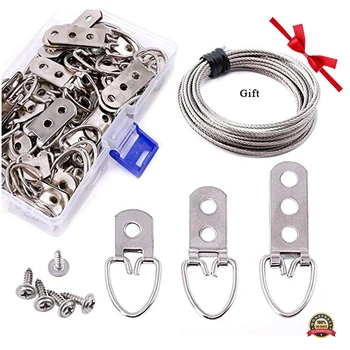 

60Pcs Assorted Heavy Duty D Ring Picture Hangers Kit with Picture Hanging Wire Frame Picture Hangers with Screw For Picture Hang