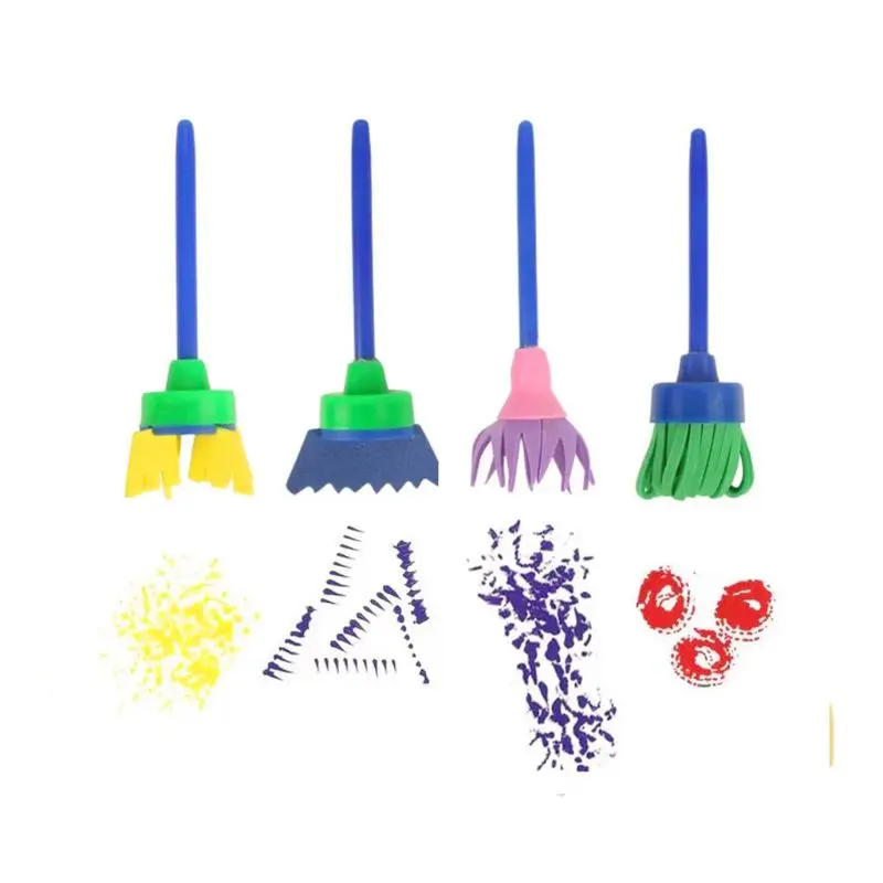 16Pcs/Set DIY Children Kids Sponge Painting Brushes Kit Kindergarten Eduactional Supplies