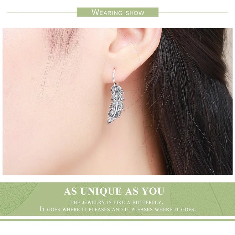 Vintage 925 Sterling Silver Brincos Korean Angel Wings Feather Drop Earrings Women Fashion Sterling Silver Wedding Earrings