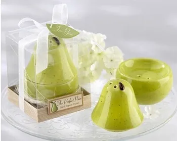 

NEW ARRIVAL "The Perfect Pair" Pear Ceramic Salt and Pepper Shaker Wedding giveaways gifts and favors 100sets/lot FREE SHIPPING