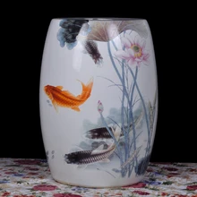 Фарфоровый садовый табурет с изображением рыбы Цзиндэчжэнь керамический табурет для туалетного столика барабан китайские керамические садовые табуреты