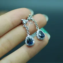 18 K Золотые сапфировые серьги натуральные сапфировые серьги модные подарки для женщин