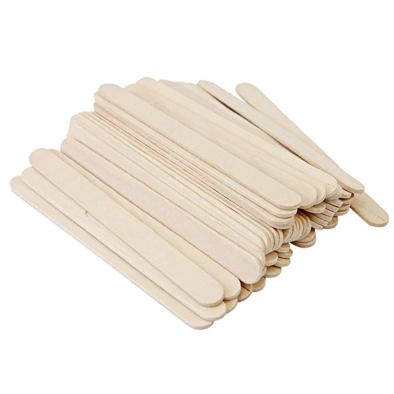 Buy 50Pcs Wooden Popsicle Sticks Spatula Tongue