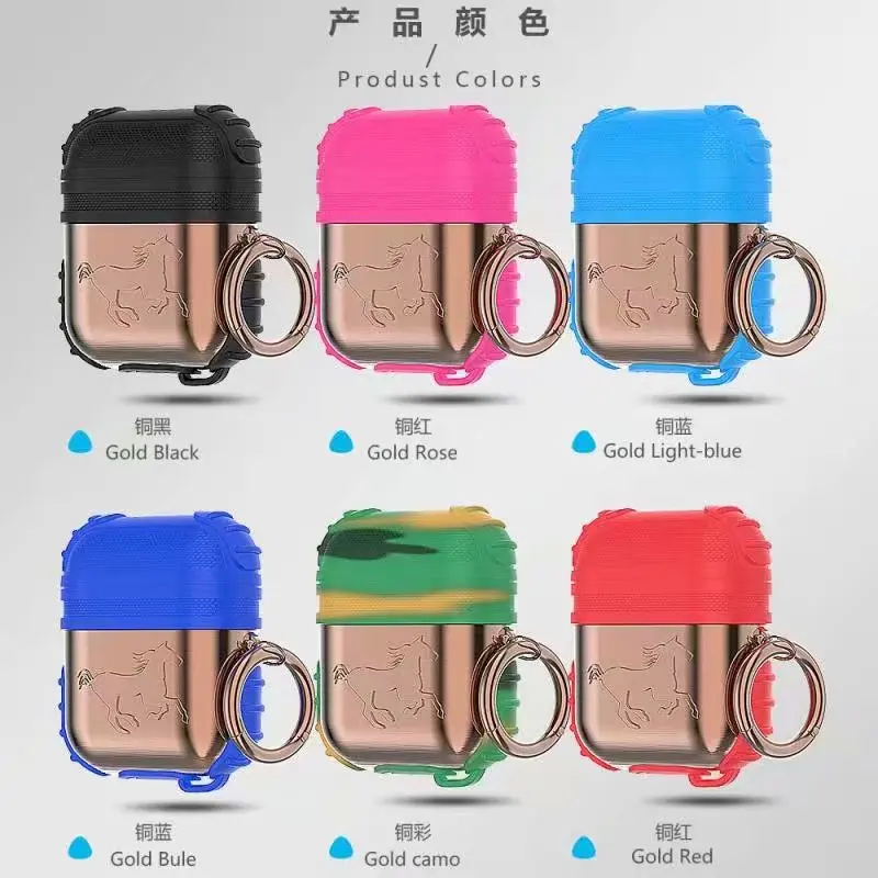 

Soft Silica gel Case For Apple Airpods Metal + Silicone Case Shockproof Cover For Apple AirPods Earphone Cute Protector Cases