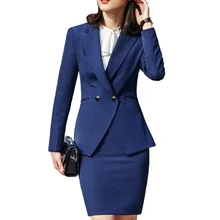 Темперамент деловой костюм с юбкой комплект для женщин формальный тонкий длинный рукав Блейзер и юбка офисная Дамская одежда размера плюс для интервью